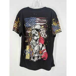 Popeye Graphic T Shirt Black Mens Large Boxing American‎ Flag Cartoon Tee
